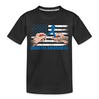 Sensibilisation au diabète de type 1 Drapeau américain Drapeau américain Bleu - T-shirt bio Premium Enfant - noir - Devant