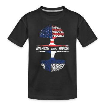 American with Finnish USA flag tree - Kids' Premium Organic T-Shirt - black - Front