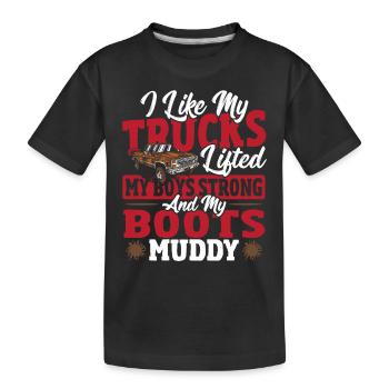 J’aime mes camions soulevés mes garçons forts soulevés - T-shirt bio Premium Enfant - noir - Devant