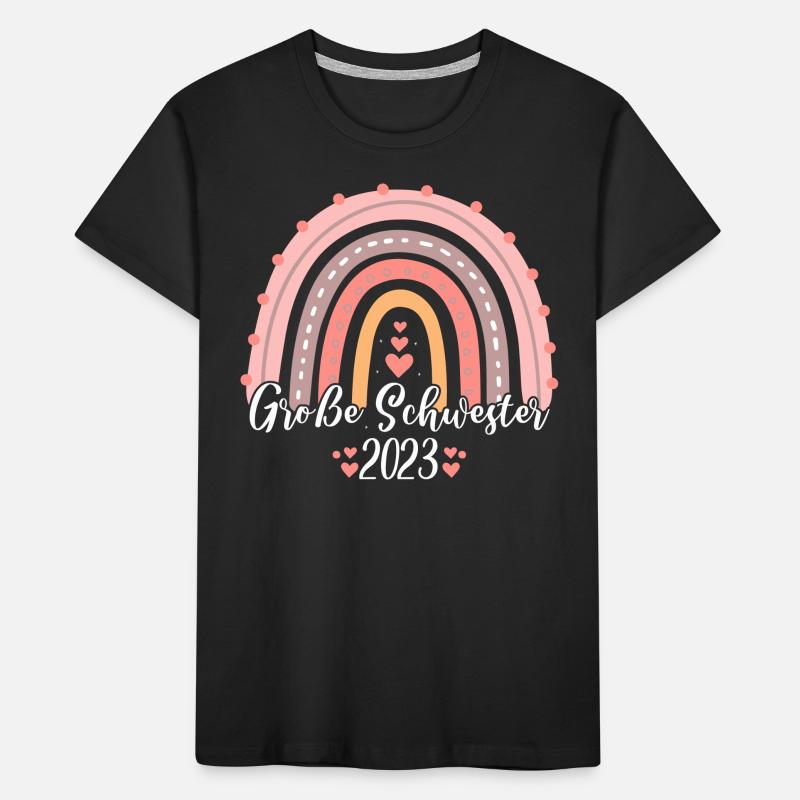 Große Schwester 2023 Boho Regenbogen Mädchen Kinder Premium Bio T-Shirt