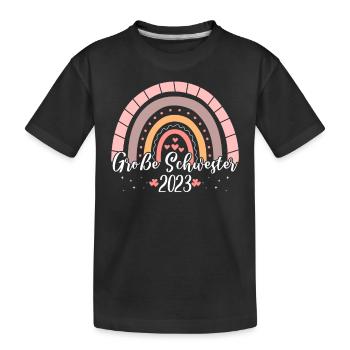 Große Schwester 2023 Boho Regenbogen Mädchen - Kinder Premium Bio T-Shirt - Schwarz - Vorne