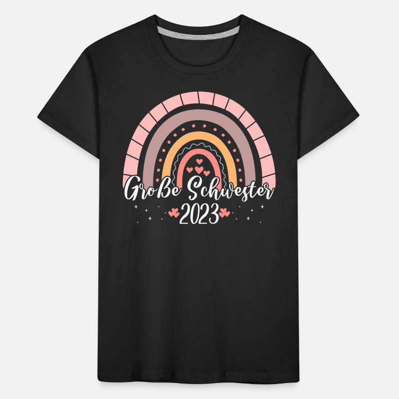 Große Schwester 2023 Boho Regenbogen Mädchen Kinder Premium Bio T-Shirt