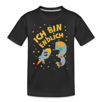 Endlich 3 Jahre Rakete Junge 3. Geburtstag Idee - Kinder Premium Bio T-Shirt - Schwarz - Vorne