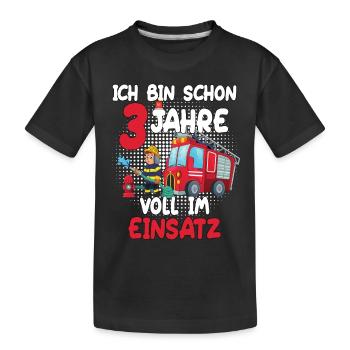 Ich bin schon 3 Jahre voll im Einsatz Feuerwehr - Kinder Premium Bio T-Shirt - Schwarz - Vorne