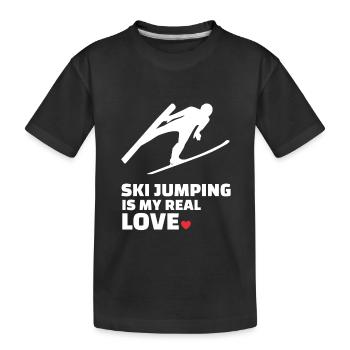 I love ski jumping - Kids' Premium Organic T-Shirt - black - Front