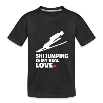 I love ski jumping - Kids' Premium Organic T-Shirt - black - Front