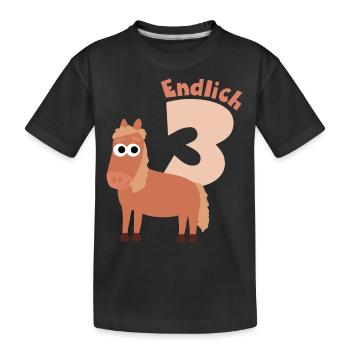 Endlich 3 Jahre Alt - 3. Geburtstag Pferd - Kinder Premium Bio T-Shirt - Schwarz - Vorne