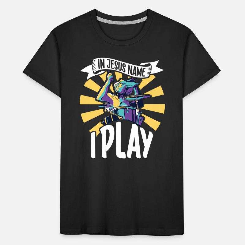 Drum Player Jesus Drum set Pick Jesus Drums Player Kinder Premium Bio T-Shirt