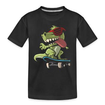 Cooler T-Rex auf einem Skateboard - Kinder Premium Bio T-Shirt - Schwarz - Vorne