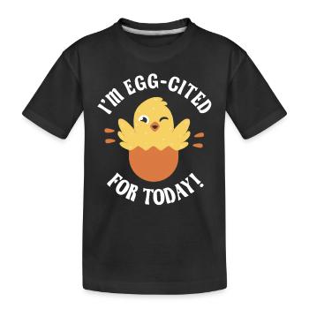 Egg-cited hatching chick - Kids' Premium Organic T-Shirt - black - Front