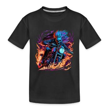 Ghostrider Illustration Moto Synthwave Art - T-shirt bio Premium Enfant - noir - Devant