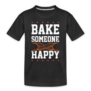 Baking happy - Kids' Premium Organic T-Shirt - black - Front