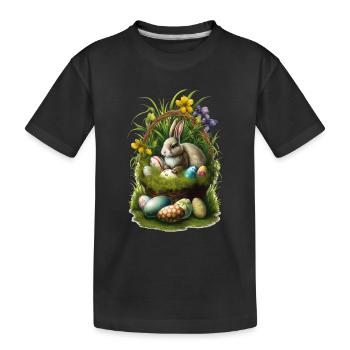 Lapin de Pâques avec œufs de Pâques Pâques - T-shirt bio Premium Enfant - noir - Devant
