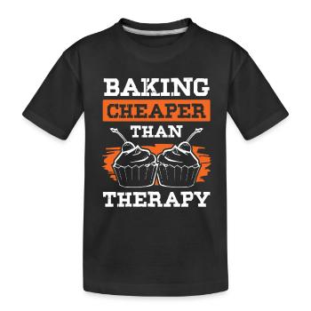 Baking Therapy - Kids' Premium Organic T-Shirt - black - Front