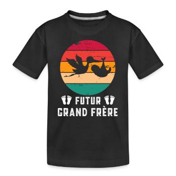 Futur Grand frère annonce grossesse retro - T-shirt bio Premium Enfant - noir - Devant