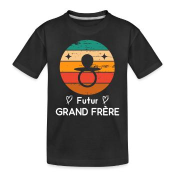 Futur Grand frère naissance grossesse retro - T-shirt bio Premium Enfant - noir - Devant