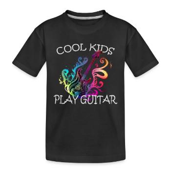 Gitarre lustiger Spruch Cool Kids play Guitar - Kinder Premium Bio T-Shirt - Schwarz - Vorne