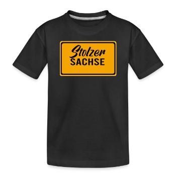 Sachsen Sachse Dresdner Dresden Saggse Leipzig - Kinder Premium Bio T-Shirt - Schwarz - Vorne