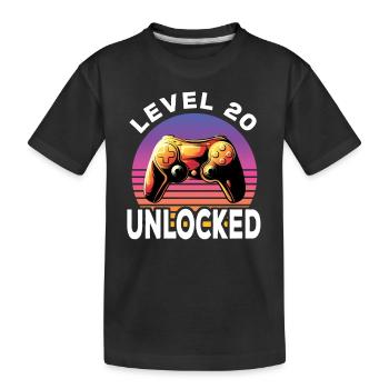 Level 20 Unlocked 20. Geburtstag Gamer - Kinder Premium Bio T-Shirt - Schwarz - Vorne