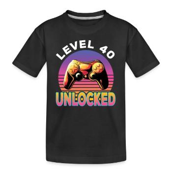 Level 40 Unlocked 40th Birthday Gamer - Kids' Premium Organic T-Shirt - black - Front