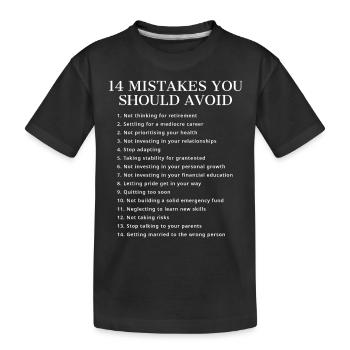 Mistakes you should avoid English saying - Kids' Premium Organic T-Shirt - black - Front