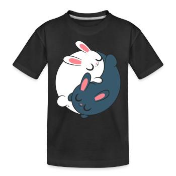 Kaninchen Meditation Hasen Yin Yang - Kinder Premium Bio T-Shirt - Schwarz - Vorne