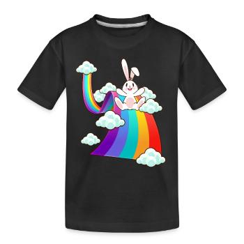 Glücklicher Osterhasen Kaninchen Besitzer Häschen - Kinder Premium Bio T-Shirt - Schwarz - Vorne