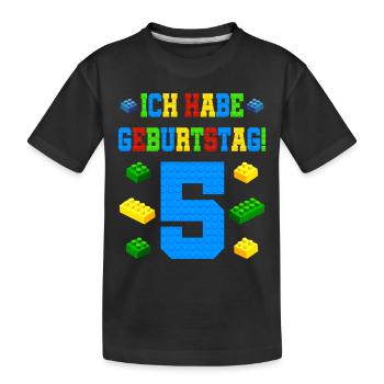 Bausteine 5. Geburtstag Junge Bauklötze - Kinder Premium Bio T-Shirt - Schwarz - Vorne