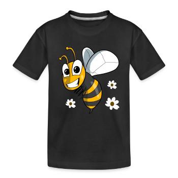Abeille mignonne avec des fleurs - T-shirt bio Premium Enfant - noir - Devant