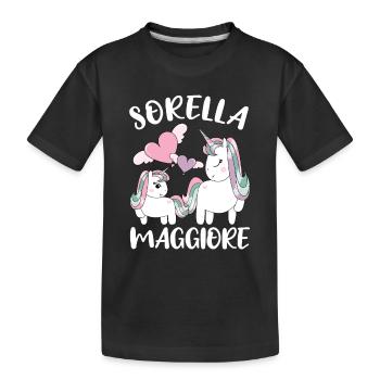 Sorella Maggiore Unicorno Annuncio Gravidanza - Kinder Premium Bio T-Shirt - Schwarz - Vorne