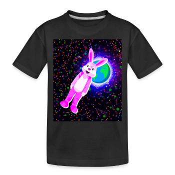 Lapin de Pâques avec une fourrure rose dans l’espace - T-shirt bio Premium Enfant - noir - Devant