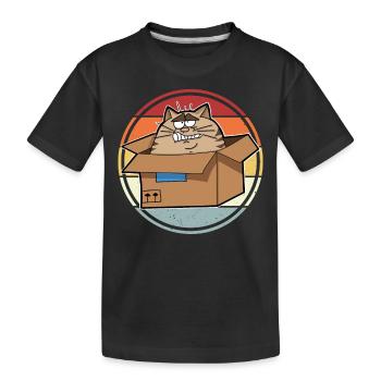 Katze Im Karton - Kinder Premium Bio T-Shirt - Schwarz - Vorne