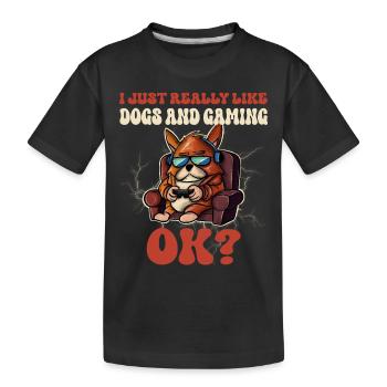 Gaming Gamer Gaming Gaming Dog - Kids' Premium Organic T-Shirt - black - Front