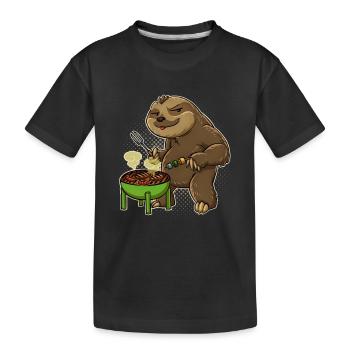 Sloth Grill King Grill Master Grill Tongs Grill - Kids' Premium Organic T-Shirt - black - Front