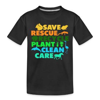 Sparen Retten Recyceln Pflanzen Reinigen Pflegen - Kinder Premium Bio T-Shirt - Schwarz - Vorne