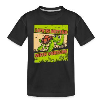 La vie est meilleure avec les tortues tortues aquatiques - T-shirt bio Premium Enfant - noir - Devant