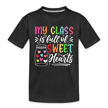 Ma classe est pleine de cœurs doux - T-shirt bio Premium Enfant - noir - Devant