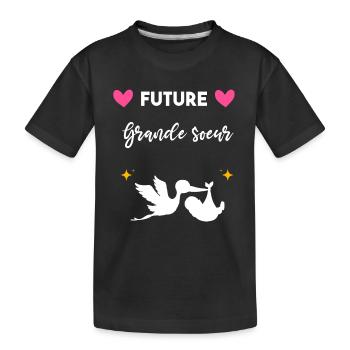 cadeau annonce grossesse future grande sœur - T-shirt bio Premium Enfant - noir - Devant