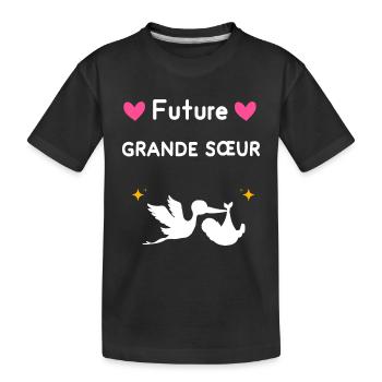 cadeau annonce grossesse future grande sœur - T-shirt bio Premium Enfant - noir - Devant