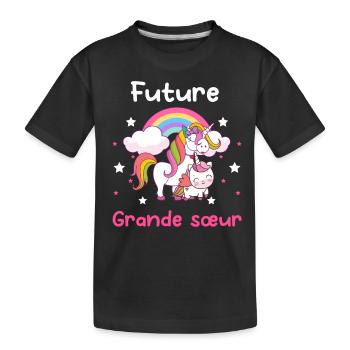 future grande sœur licorne annonce grossesse - T-shirt bio Premium Enfant - noir - Devant