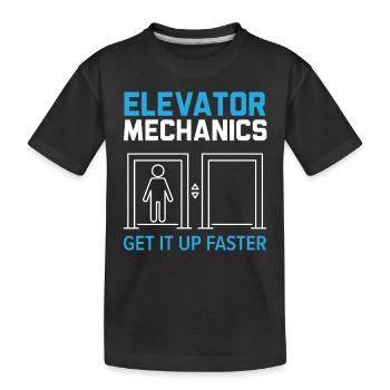 Elevator mechanics Faster ramp-up Elevator - Kids' Premium Organic T-Shirt - black - Front