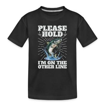 S’il vous plaît tenez je suis sur l’autre ligne Fish Fish Hook Fish - T-shirt bio Premium Enfant - noir - Devant