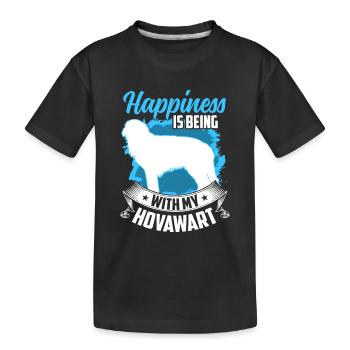 Hovawart makes happy rough farm dog - Kids' Premium Organic T-Shirt - black - Front