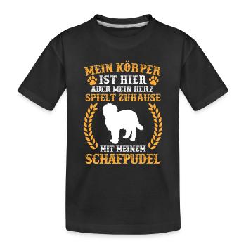 Spiele mit meinem Schafpudel Hütepudel - Kinder Premium Bio T-Shirt - Schwarz - Vorne