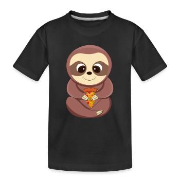 Pizza eater herbivore Italian food - Kids' Premium Organic T-Shirt - black - Front