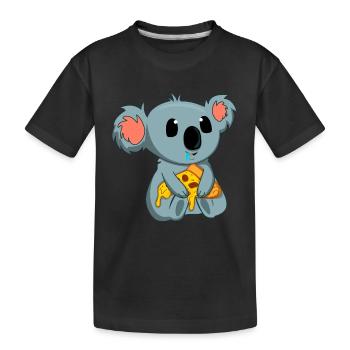 Pizza Eater Koala Lovers Animal Koala Bear - Kids' Premium Organic T-Shirt - black - Front