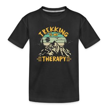 Trekking Ist Meine Therapie Wandern Wanderer - Kinder Premium Bio T-Shirt - Schwarz - Vorne