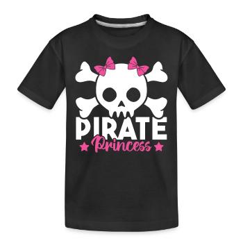 Cute Pirate Princess Pink Pirate Skull and - Kids' Premium Organic T-Shirt - black - Front