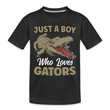 Nur ein Junge, der Alligatoren liebt Reptilien-Alligator - Kinder Premium Bio T-Shirt - Schwarz - Vorne