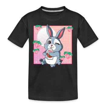 Kawaii Rabbit Strawberry Milk - Kids' Premium Organic T-Shirt - black - Front